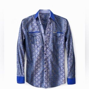 El General Blue & Gray Patterned Button-Down Shirt | Size S